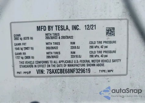 2022 Tesla Model X Plaid Tri Motor All-Wheel Drive from USA, damaged, VIN 7SAXCBE68NF329619
